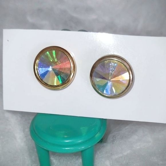 Rivoli Stone Bezel Set Stud Earrings - Picture 8 of 13